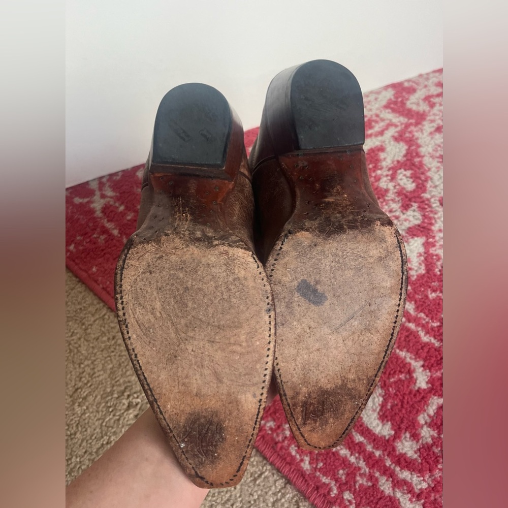 Tony Lama Brown & Turquoise Embroidered Leather Western Booties by - Picture 4 of 7